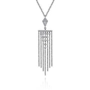 14K White Gold Art Moderne Fringe Diamond Necklace